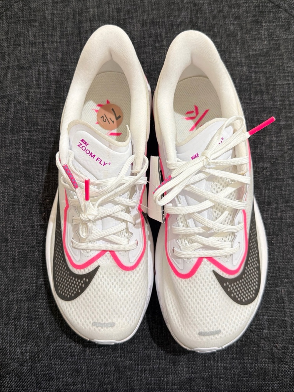 Nike Zoom Fly 6 White & Hot Pink Women's Running Shoes - Picture 6 of 7